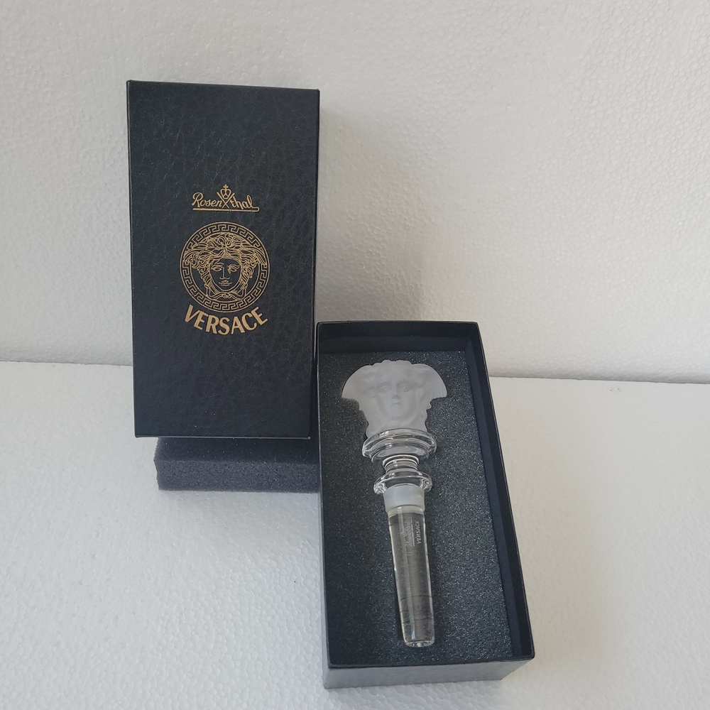 Versace White Medusa Glass Bottle Stopper with Gift Box